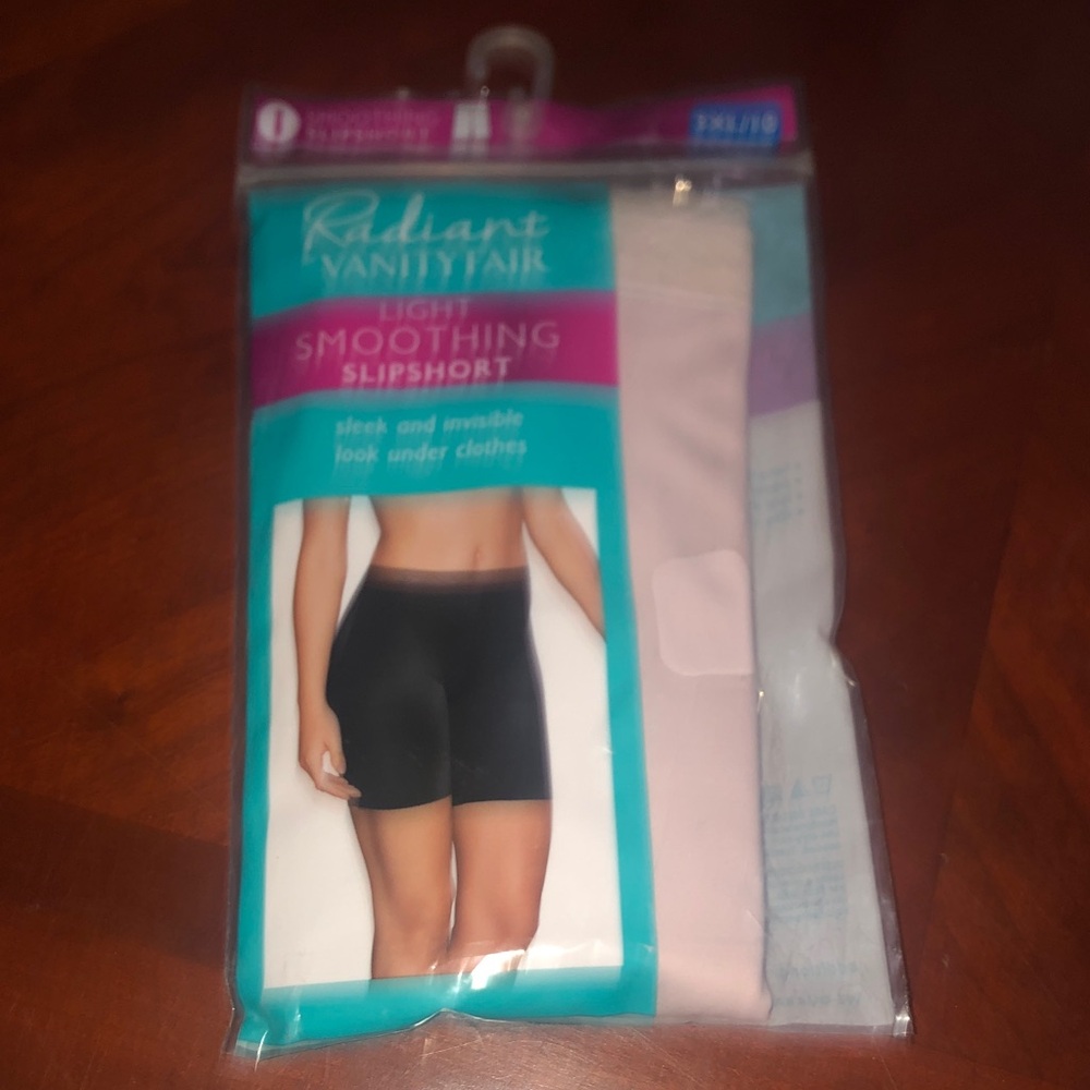 Vanity Fair Radiant Light Smoothing Slipshort - Black and Light Pink sz 3XL